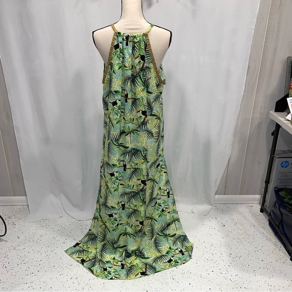 America & Beyond beach boho tropical maxi dress cover up tribal embroidered 🌴 - Picture 7 of 8